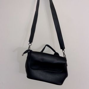 Vegan leather black crossbody bag